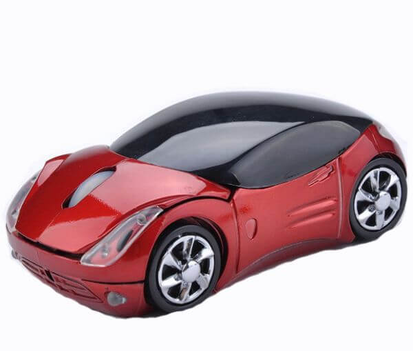Optická bezdrátová myš auto červená